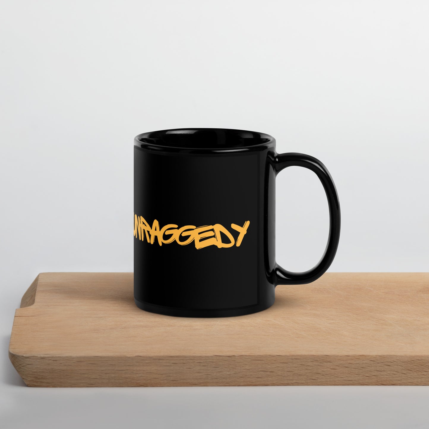 "Unraggedy" Black Glossy Mug