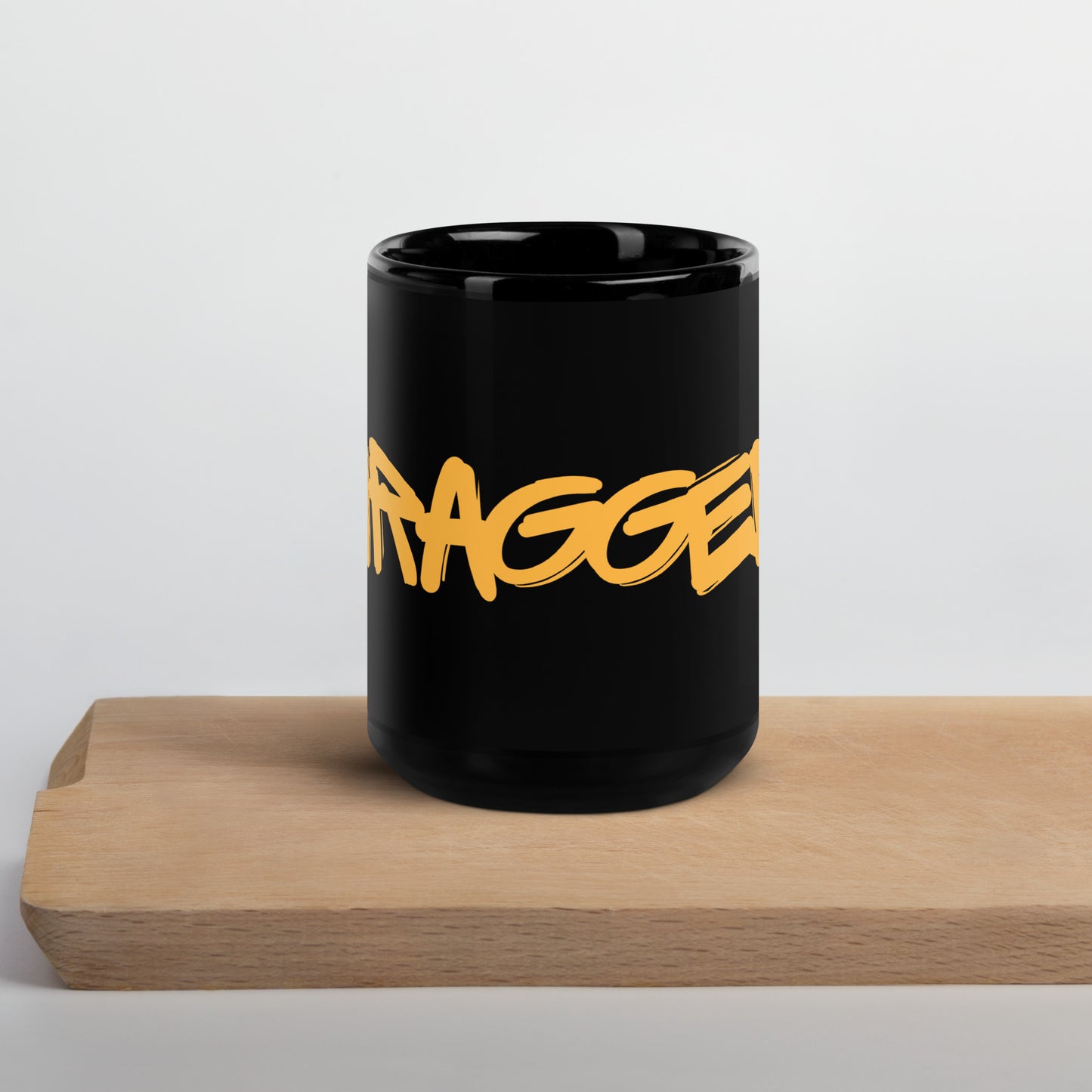 "Unraggedy" Black Glossy Mug