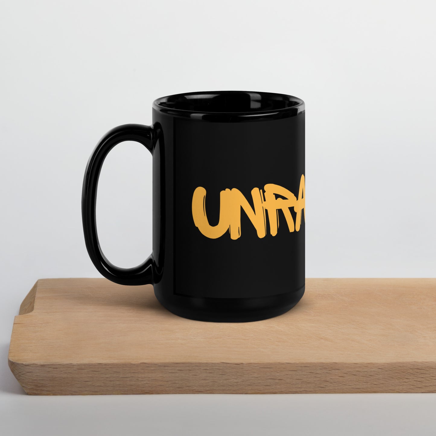 "Unraggedy" Black Glossy Mug