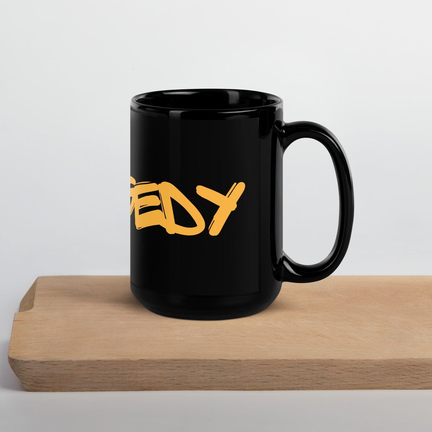 "Unraggedy" Black Glossy Mug